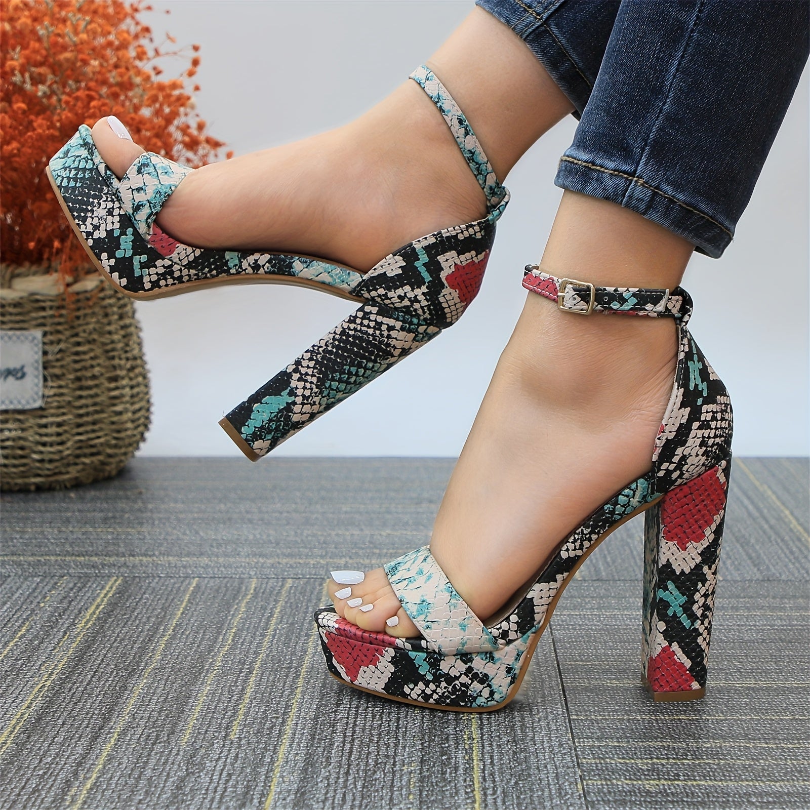 Heels For Women Open Toe Ankle Strap High Heel Sandals Party Wedding Strappy Buckle Sandals Standard Size 4 Inches Tall High Heel Design